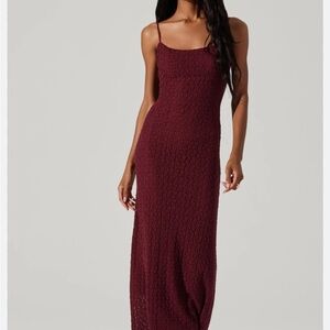 Astr Burgundy Lace Maxi Dress